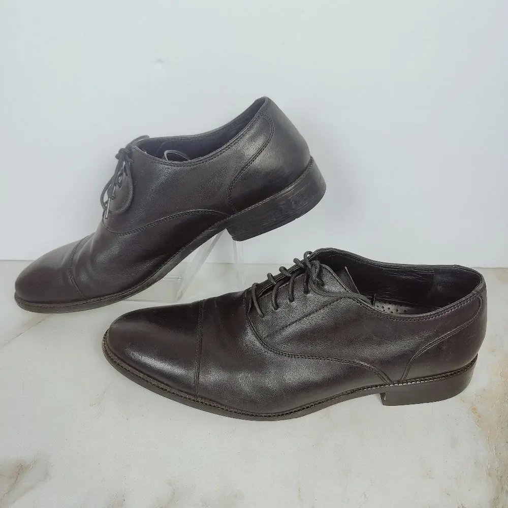 Cole Haan Men's Black Leather Cap Toe Oxford Dress Shoes, Sz 10